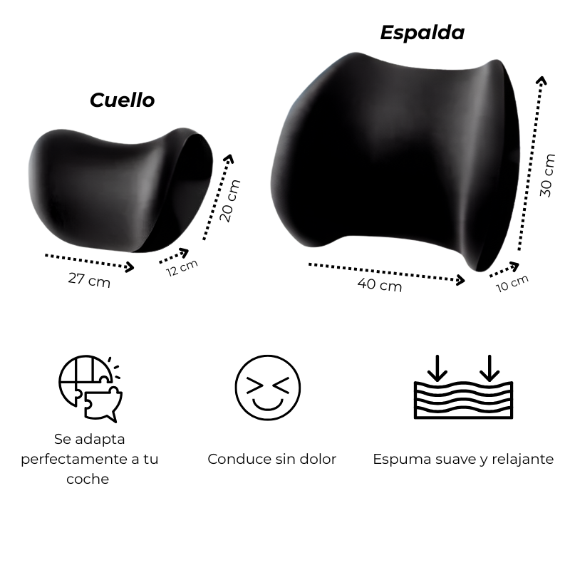 ZenRide™- Almohada PREMIUM lumbar y cervical coche